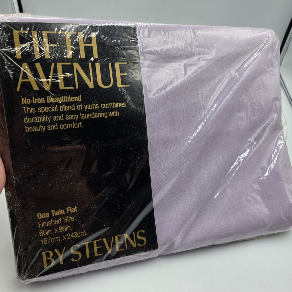 Vintage Fifth Avenue One Twin Flat Sheet 66x96 Light Lavender Purple USA Country